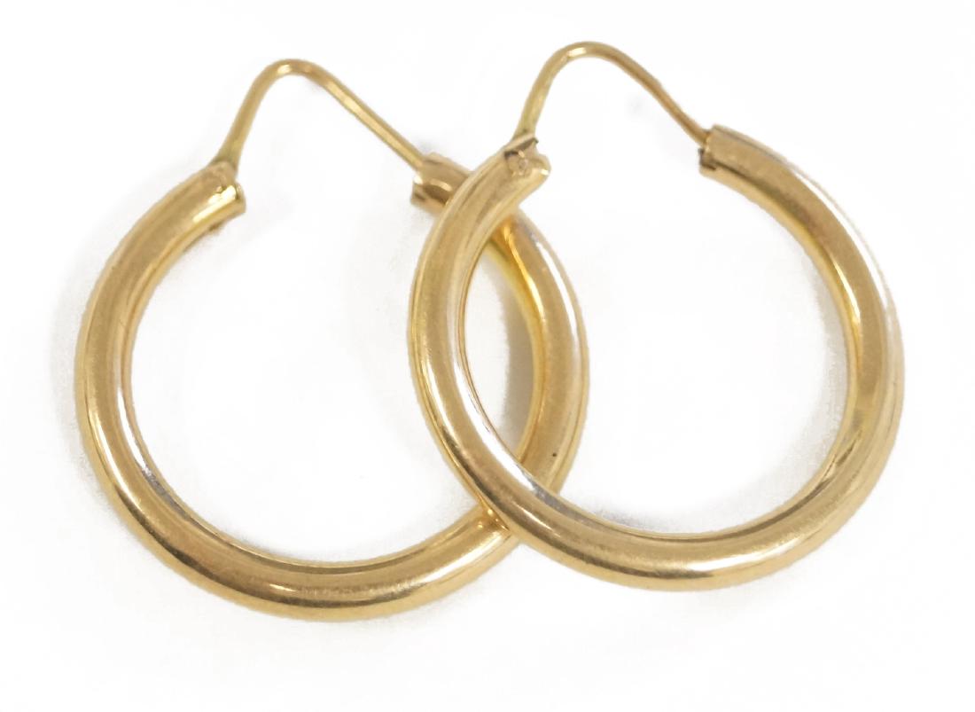 PAIR 14K YELLOW GOLD HOOP EARRINGS. DIAMETER 3/4"; 4.5 (1 of 2)