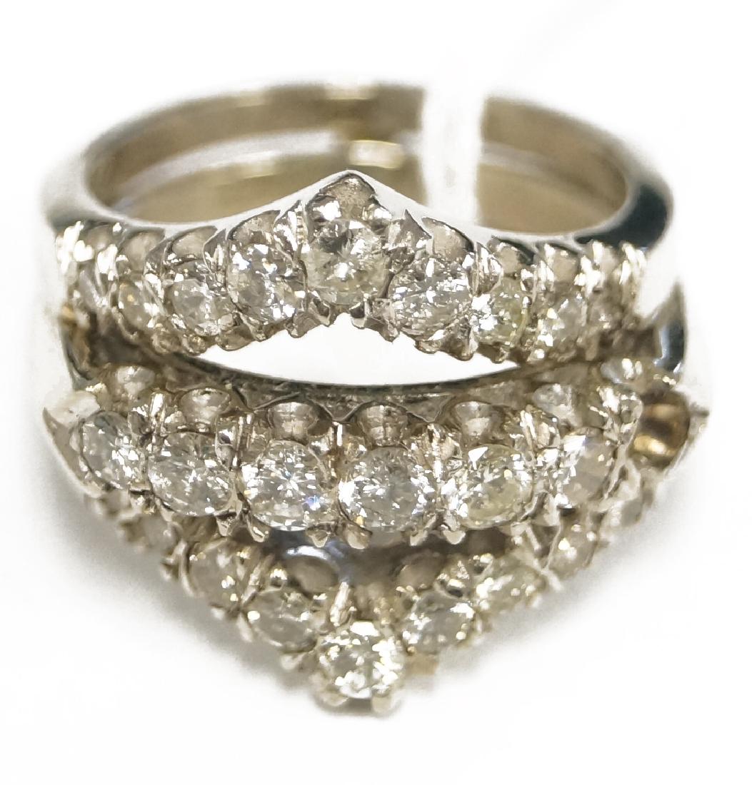 14K WHITE GOLD FULL-CUT DIAMOND 2-PART WEDDING BAND, (1 of 2)