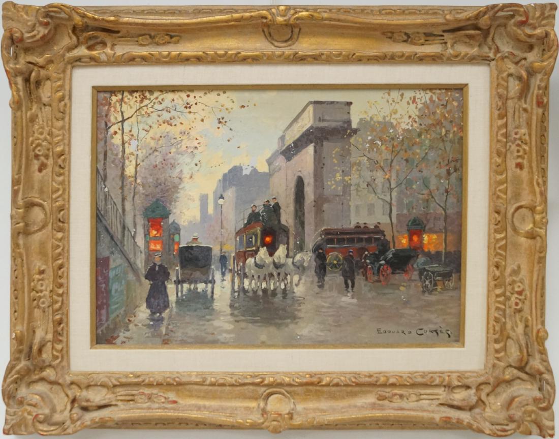 FRENCH SCHOOL (20TH CENTURY), OIL ON CANVAS, LA PORTE: FRENCH SCHOOL (20TH CENTURY), OIL ON CANVAS, LA PORTE SAINT MARTIN, BEARING SIGNATURE EDOUARD CORTES. 13 X 18"; FRAMED 21 X 25 1/2" (MINOR PAINT CHIPS)