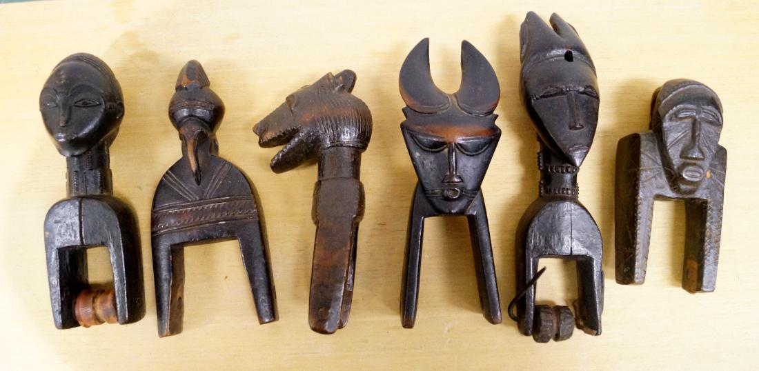 BAULE/GURO, IVORY COAST, LOT (6) CARVED FIGURAL HEDDLE (1 of 1)