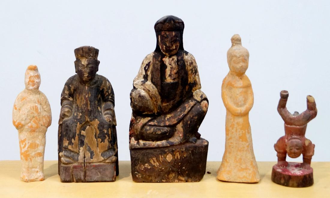 LOT (5) CHINESE INCLUDING (2) CARVED AND POLYCHROME (1 of 1)