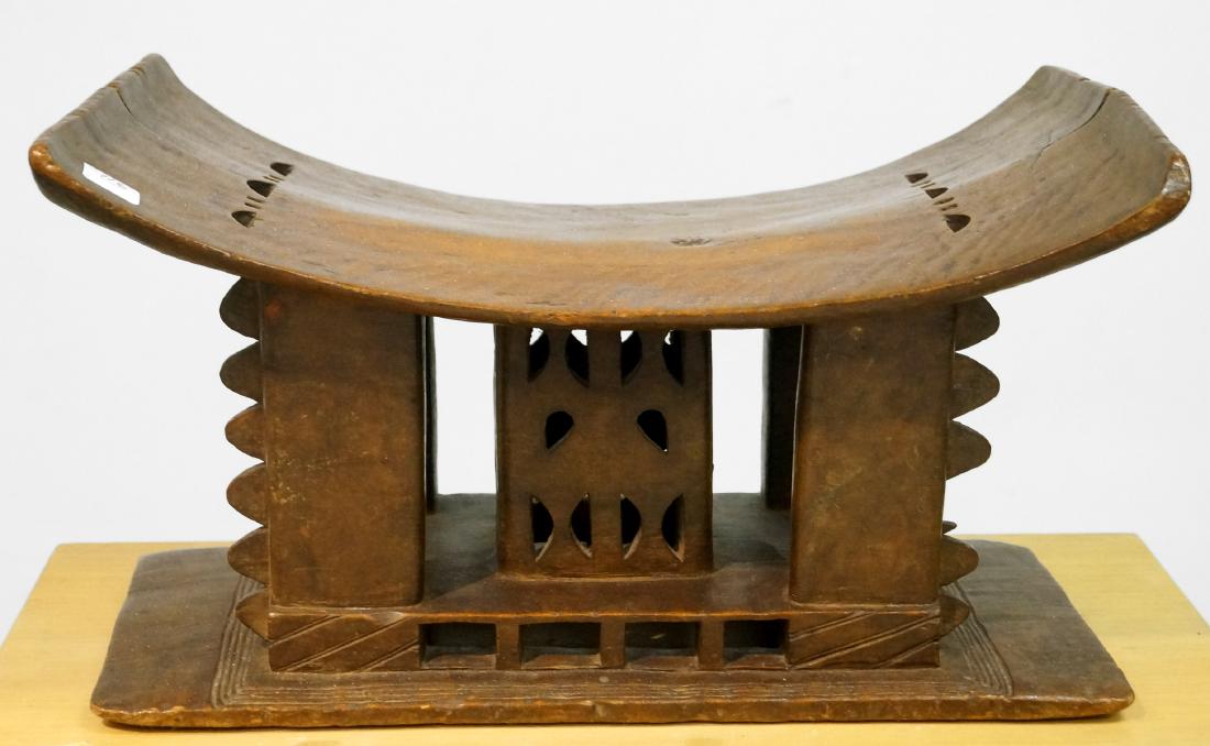 WEST AFRICAN CARVED SEAT. HEIGHT 10 1/2"; LENGTH 18 (1 of 1)