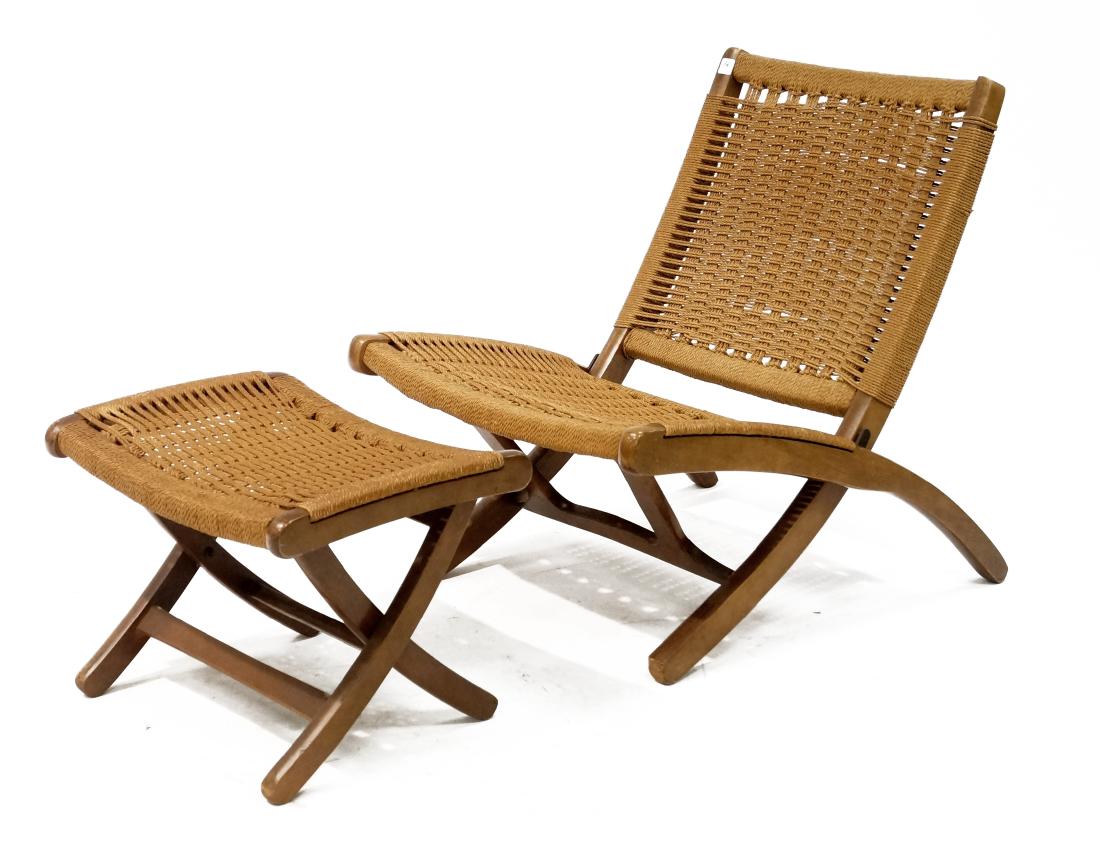 LOT (2) HANS WEGNER STYLE MID-CENTURY HARDWOOD/JUTE (1 of 1)