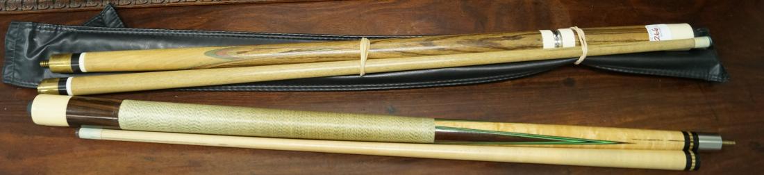 LOT (2) INLAID POOL CUES AND (1) SOFT CASE (1 of 2)