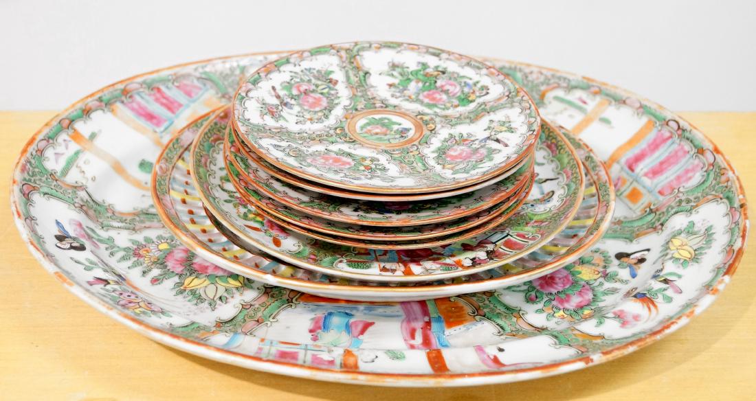 LOT (8) ROSE MEDALLION INCLUDING PLATTER, 12 X 15"; (1 of 2)