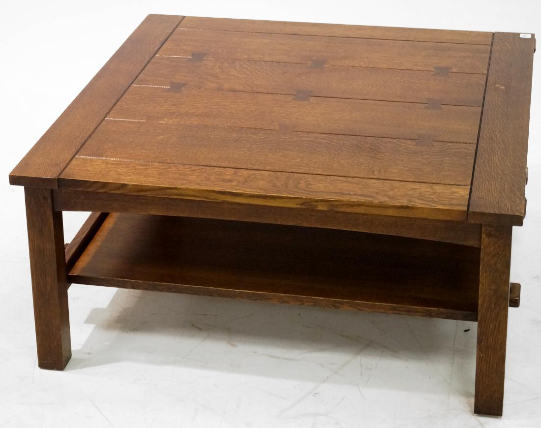 MISSION ARTS AND CRAFTS OAK COFFEE TABLE WITH BUTTERFLY (1 of 2)