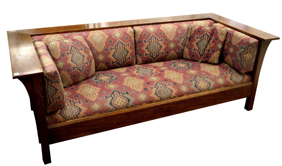 MISSION ARTS AND CRAFTS OAK SOFA WITH CUSTOM (1 of 2)