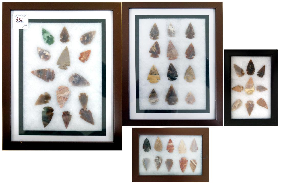 LOT (4) TRAYS ASSORTED FLINT AND AGATE ARROWHEADS (1 of 1)