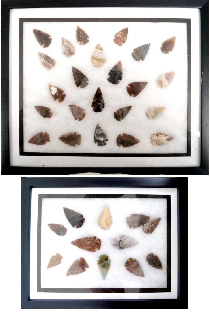 LOT (2) TRAYS ASSORTED FLINT AND AGATE ARROWHEADS (1 of 1)