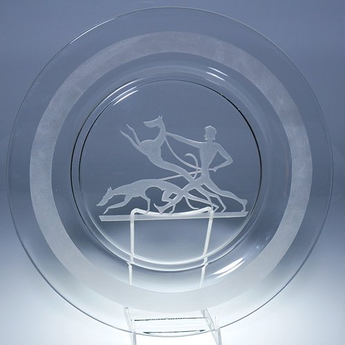 Heisey Nimrod tray, acid cut clear, 14 1/4"