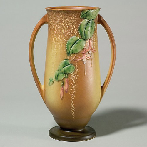 Roseville tan Fuchsia vase, shape 903-12"