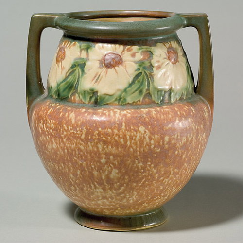 Roseville Dahlrose two handled vase, shape 367-8