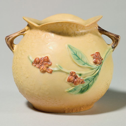 Roseville Bittersweet vase, yellow, shape 841-5".