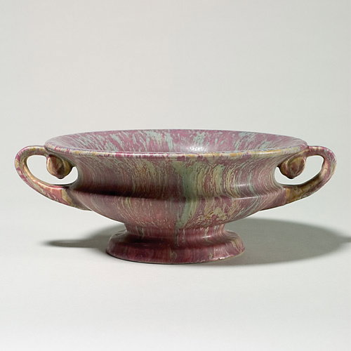 Roseville pink Carnelian II bowl, 5" by 13 1/2".