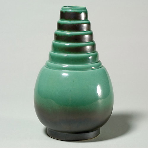 Roseville Futura stepped vase, shape 394-12",green