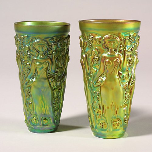 Two Zsolnay Eosin tumblers, green, mai