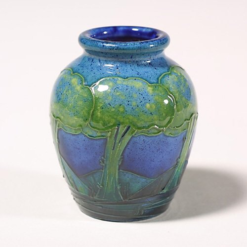 Moorcroft Moonlit Blue vase, 3 1/4": Moorcroft Moonlit Blue vase with good color and definition. Impressed "Moorcroft Made in England" on the bottom. Height 3 1/4 inches.