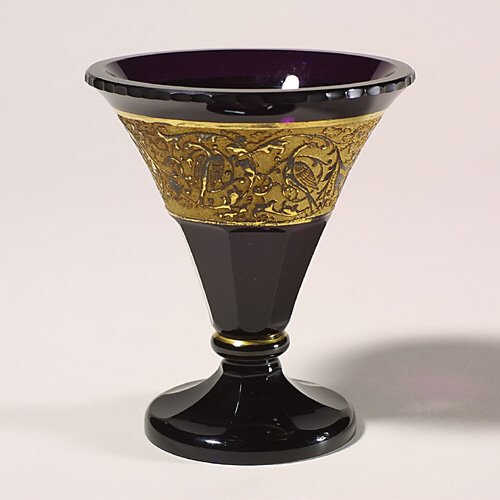Moser vase, birds,unsigned, interior sc