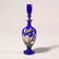 1115: Bohemian decanter, stopper, blue w/enam