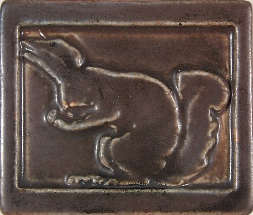 Rookwood mat squirrel tile, 1921, 2058