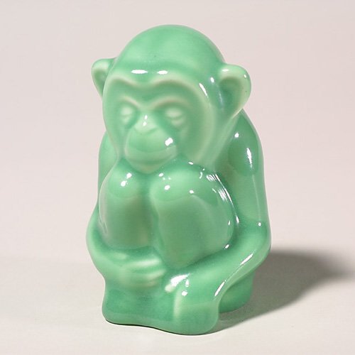 Rookwood monkey paperweight, green, 19