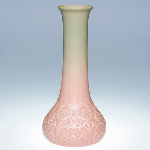 Rookwood pink bud vase, 1920, 2477, 7 3/4"