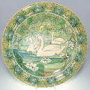 455: Fayence-en Tegelfabriek charger, swans, 16 1/2"