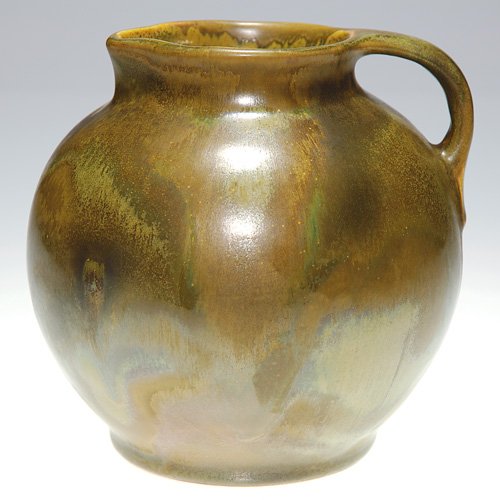 Red Wing 5 1/2" Nokomis pitcher: Red Wing 5 1/2 inch Nokomis pitcher. Marked with Red Wing Art Pottery circular ink stamp in blue and impressed 807. No crazing and in excellent original condition.