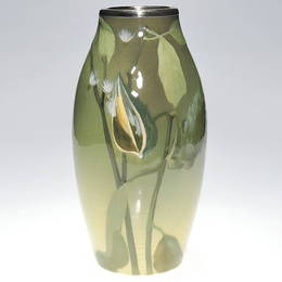 1266: Rookwood Iris vase, milkweed, Zettel, 9 3/4"