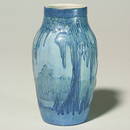 378: Newcomb mat glaze scenic vase, no artist mark, 6"