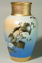 1425: Rookwood 20" vase, Morning Glories, Daly, 1886