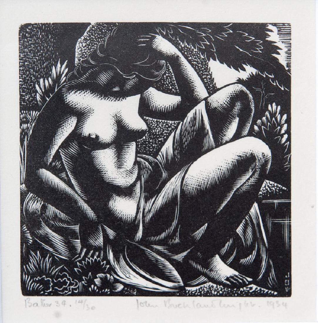 *John Buckland-Wright (British: *John Buckland-Wright (British, 1897-1954)BATHERWood engraving, 1934, signed, dated, titled and numbered 14/30 in pencil, on thin wove paper, with full marginsimage 7.5 x 7.5cm, mounted*Artist's Resal