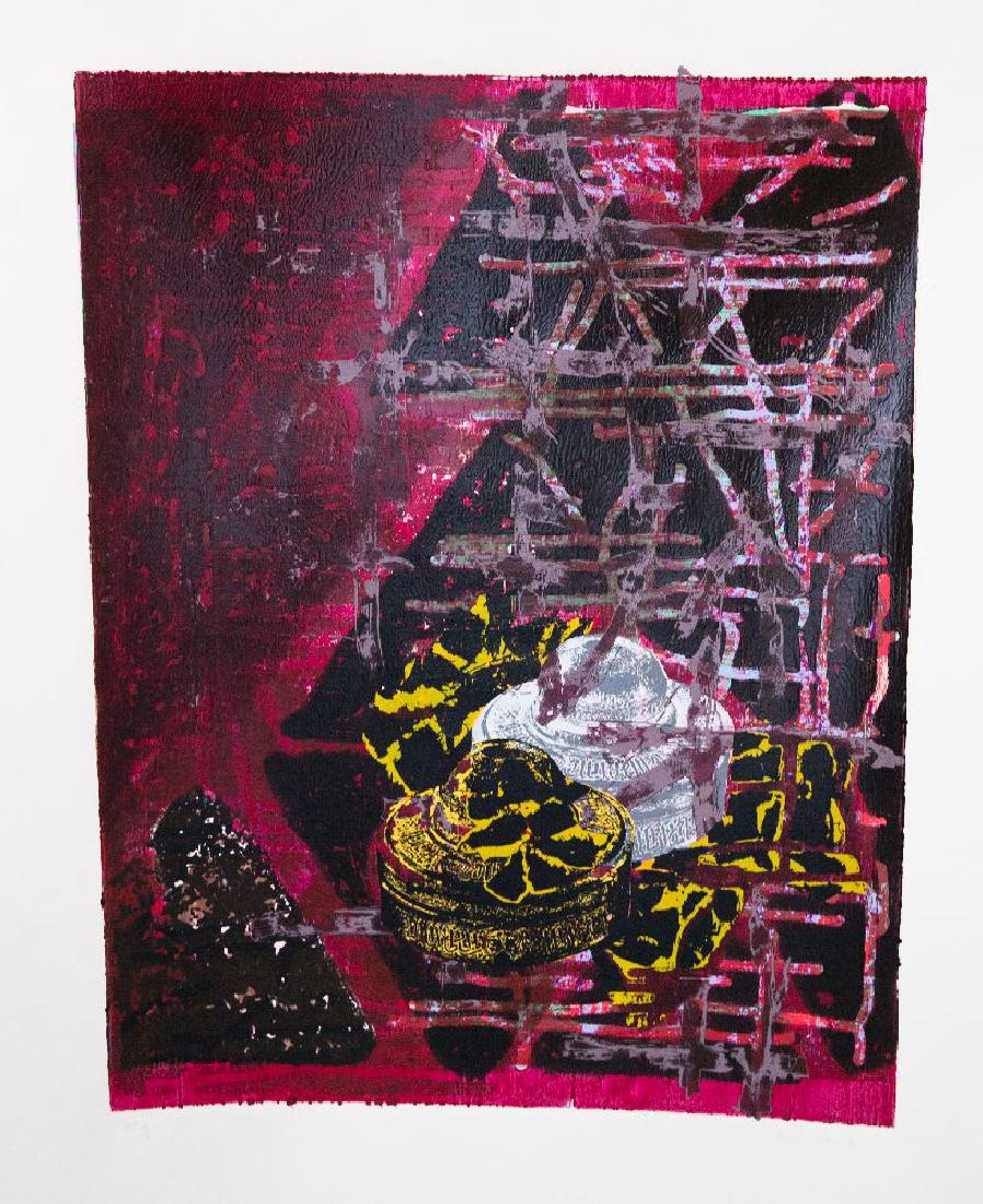 *Mick Moon (British: *Mick Moon (British, b.1937)MARRIAGEScreenprint with woodblock printed in colours, 1991, signed, dated and inscribed AP 10/10 in pencil, an artist's proof aside from the edition of 45, on thick wove p