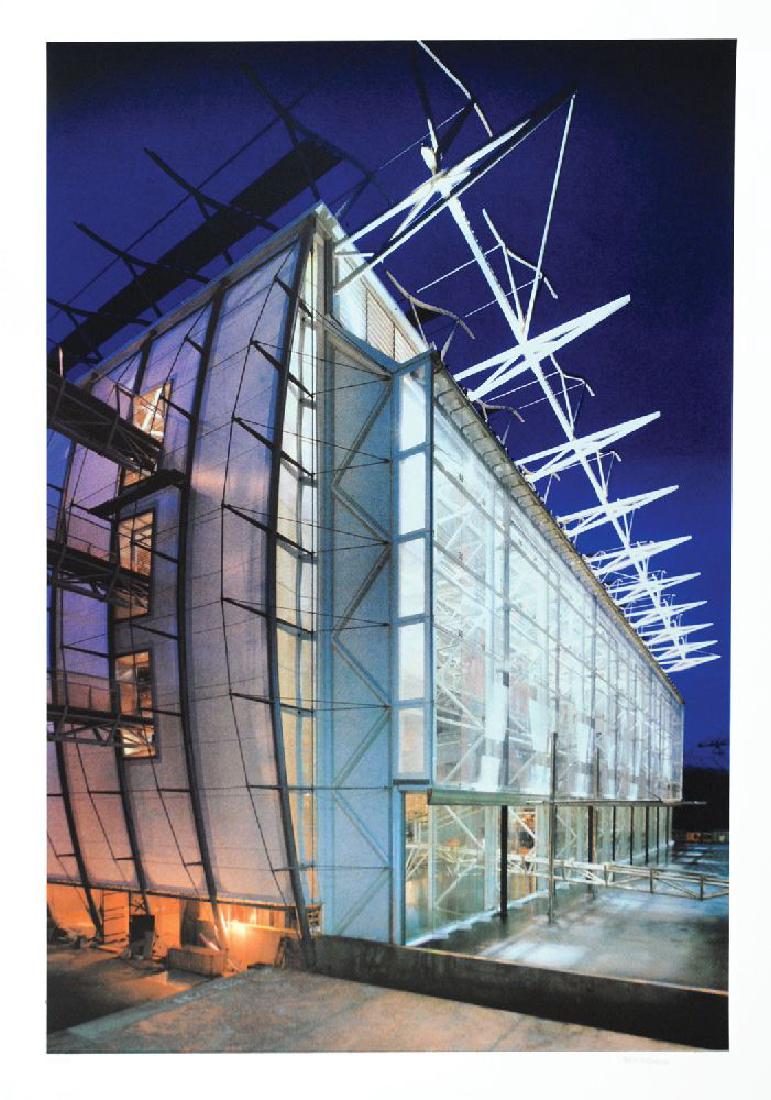 *Ben Johnson (British: *Ben Johnson (British, b.1946)PAVILION SEVILLEScreenprint in colours, 1992, signed, dated, titled and numbered 82/100 in pencil, on wove paper, with full marginsimage 85 x 57.5cm, framed*Artist's Resa