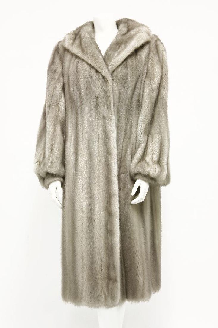An S Jaffa Fur Ltd. sapphire-grey mink coat: An S Jaffa Fur Ltd. sapphire-grey mink coat,with collar and gathered cuff