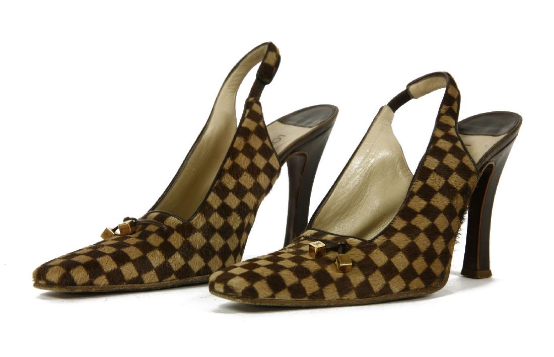 A pair of Louis Vuitton Damier patterned ponyskin (1 of 1)