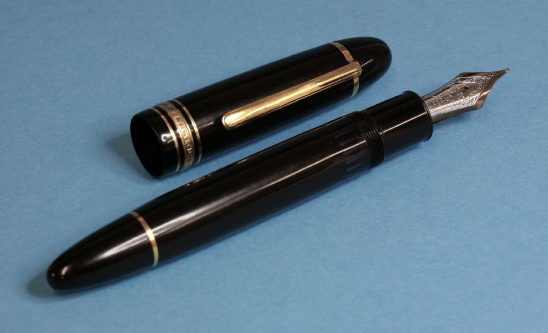 A Montblanc 'Meisterstück 149' fountain pen: A Montblanc 'Meisterstück 149' fountain pen, with a yellow and white gold nib, marked 14c 585, no box or papers