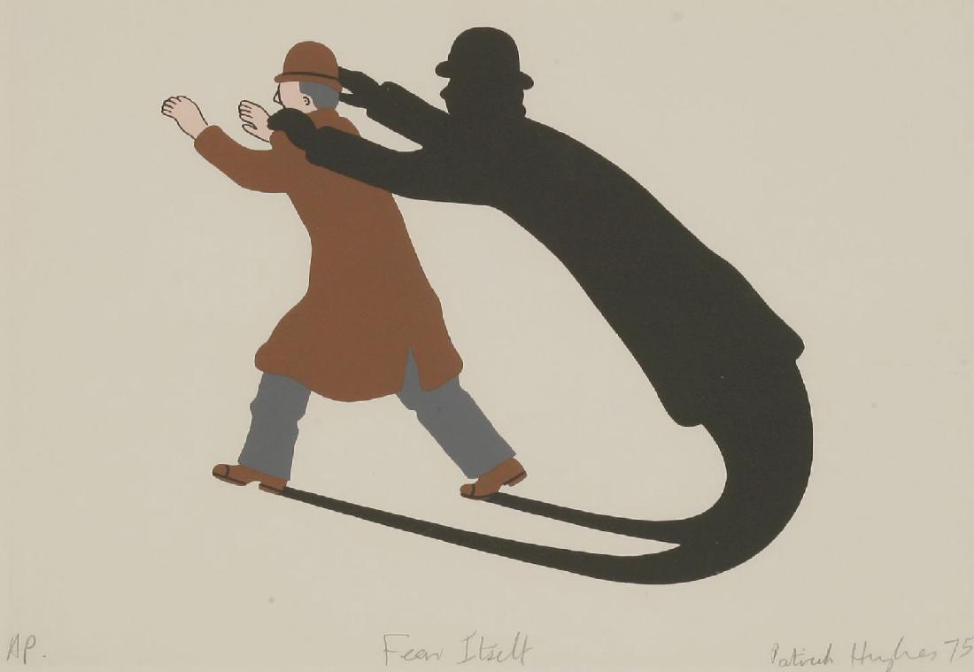 *Patrick Hughes (British: *Patrick Hughes (British, b.1939)FEAR ITSELFScreenprint in colours, 1975, signed, titled, dated and inscribed 'AP', and artist's proof aside from the edition of 100, on wove paper, with full marginsim