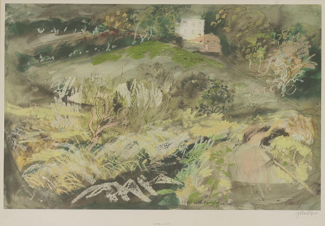 *John Piper (British: *John Piper (British, 1903-1992)LLANGLOFFAN (Not in Levinson)Offset lithograph printed in colours, 1980, signed in pencil, the edition was 750, printed by the Cavendish Press, Lancaster, England, publ