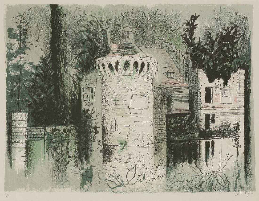 *John Piper (British: *John Piper (British, 1903-1992)SCOTNEY CASTLE, KENT (Levinson 265)Lithograph printed in colours, 1976, signed and numbered in pencil 95/120, printed by Curwen Studio, London, published by CCA Galleri