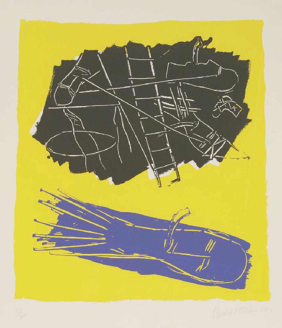 *Bruce McLean (British: *Bruce McLean (British, b.1944)PIPE DREAM (YELLOW BACKGROUND) (C.43)Screenprint in colours, 1984, signed, dated and numbered 20/30 in pencil, printed at Coriander Studio, London, published by Bernhard