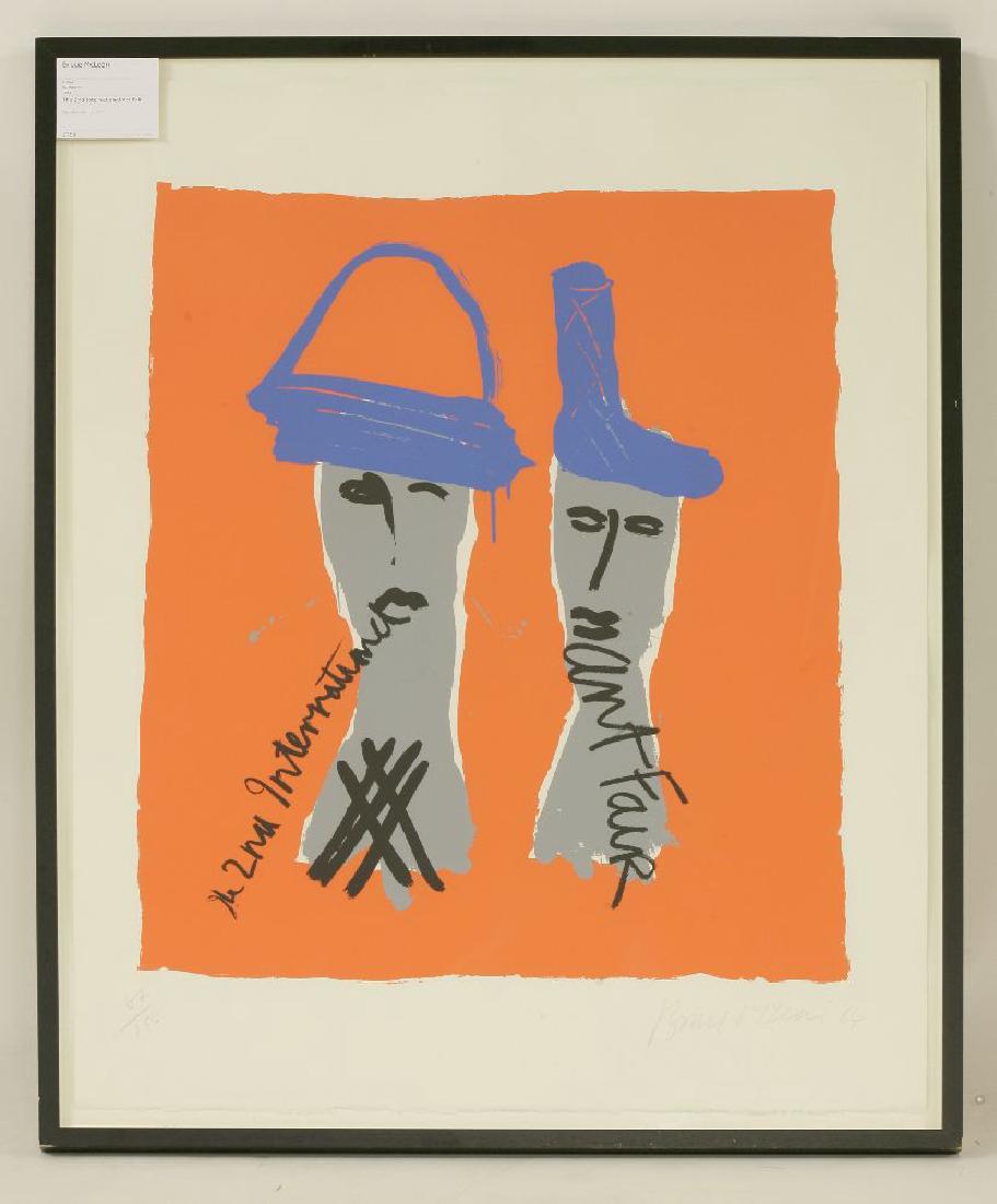 *Bruce McLean (British: *Bruce McLean (British, b.1944)THE 2ND INTERNATIONAL ART FAIR (C.61)Screenprint in colours, 1984, signed, dated and numbered 67/150 in pencil, printed at Coriander Studio, London, published by Bernhar