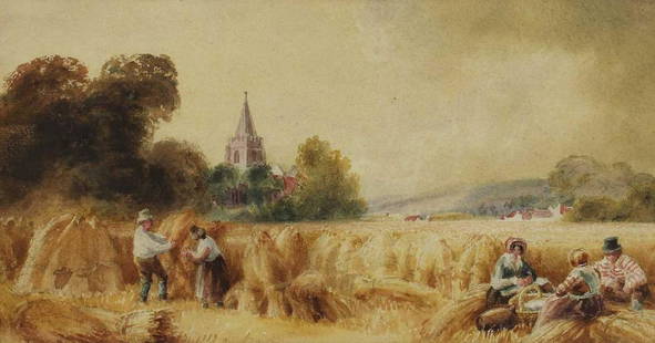 Peter de Wint OWS (1784-1849): Peter de Wint OWS (1784-1849) Peter de Wint OWS (1784-1849) The Harvesters watercolour over pencil 18.5 x 33.5cm Provenance: Sir Robert Young Collection.