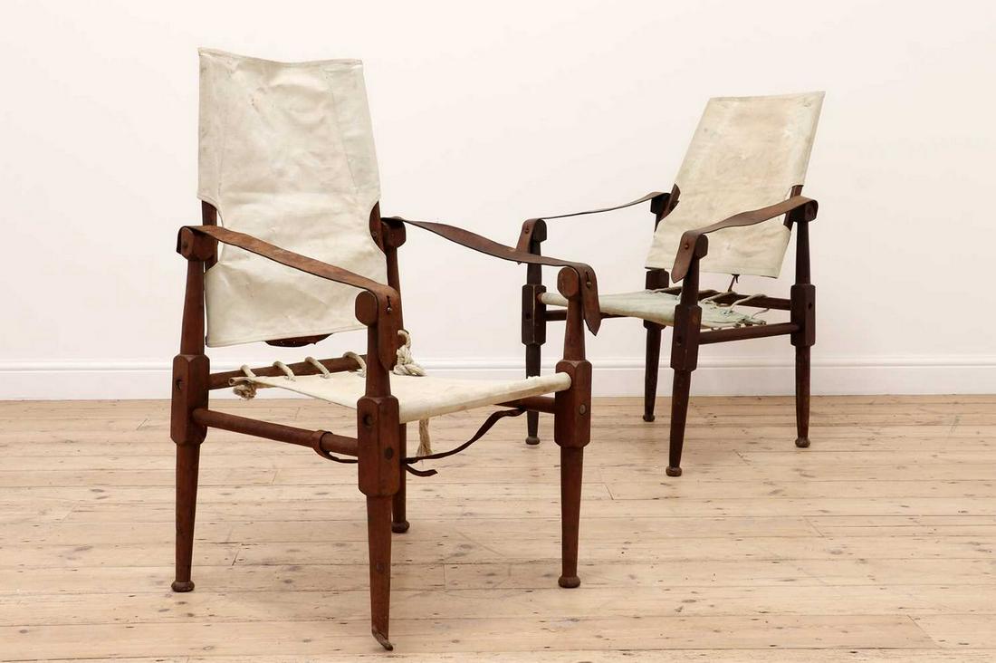 A pair of Roorkhee campaign chairs, (1 of 4)