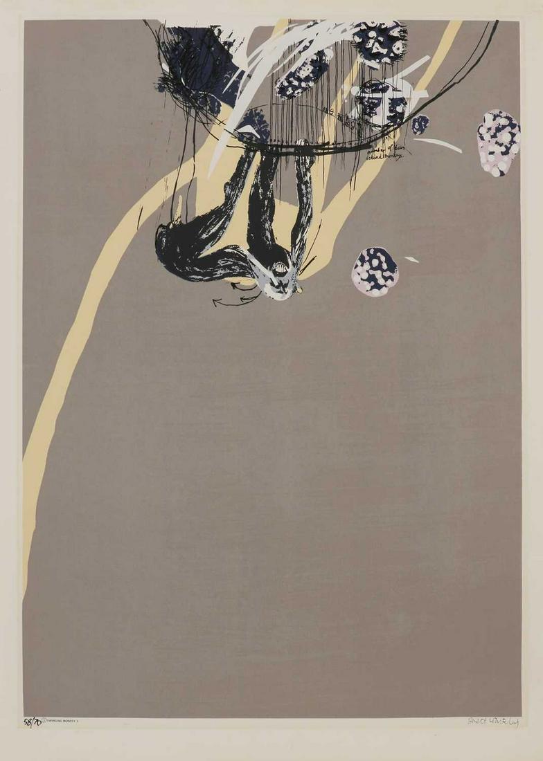 Brett Whiteley (Australian, 1939-1992): Brett Whiteley (Australian, 1939-1992) Brett Whiteley (Australian, 1939-1992) 'The Swinging Monkey 3', 1965 screenprint in colours, signed 'Brett Whiteley' in pen l.r. and numbered 58/70, with printed