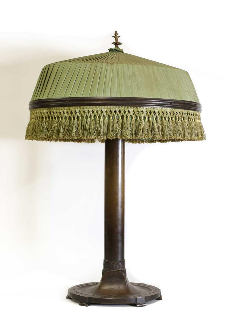 A patinated bronze Art Nouveau table lamp, (1 of 3)