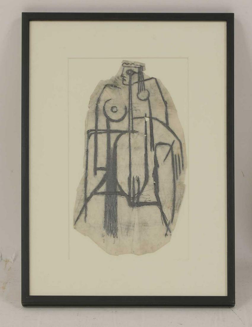*Robert Johnson Washington (1913-1997): *Robert Johnson Washington (1913-1997) *Robert Johnson Washington (1913-1997) 'Nymph and Satyr'; 'Mother and Child' two tracings, graphite and charcoal largest 43.5 x 23.5cm, mounted and framed 62.5 x
