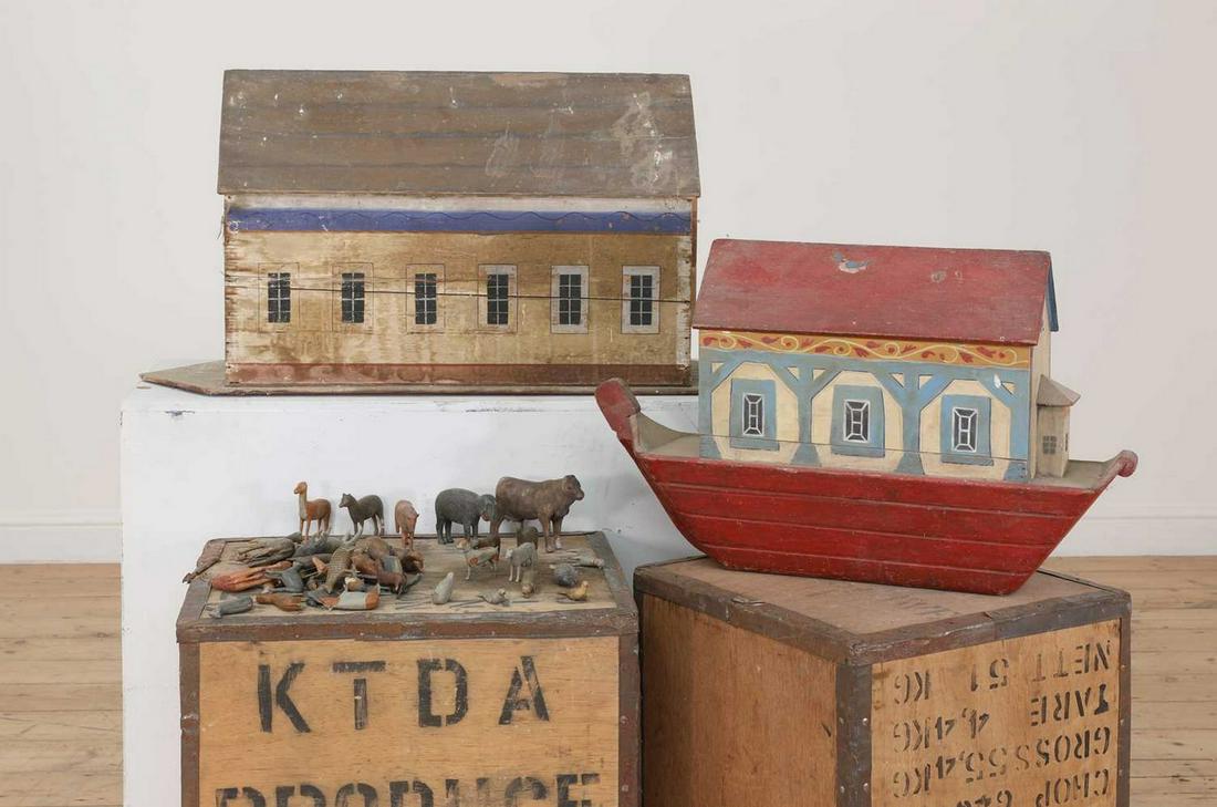 A painted wooden Noah's Ark, (1 of 2)