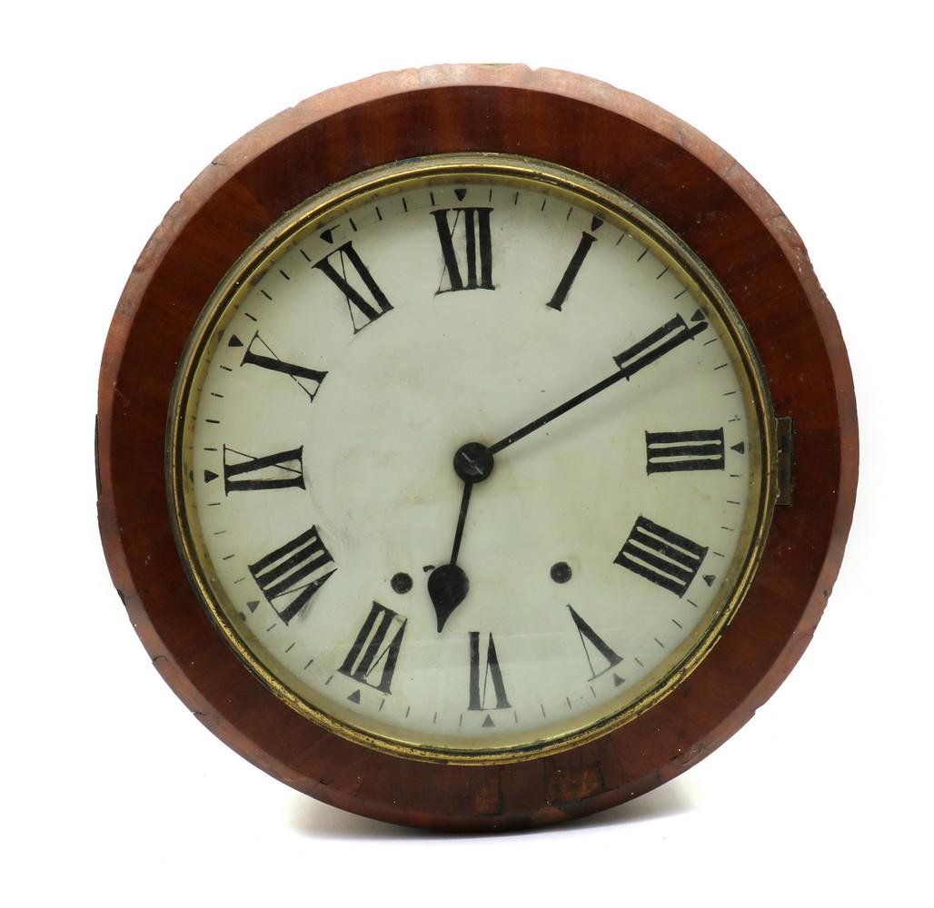 A 19th century mahogany veneered wall clock, (1 of 2)