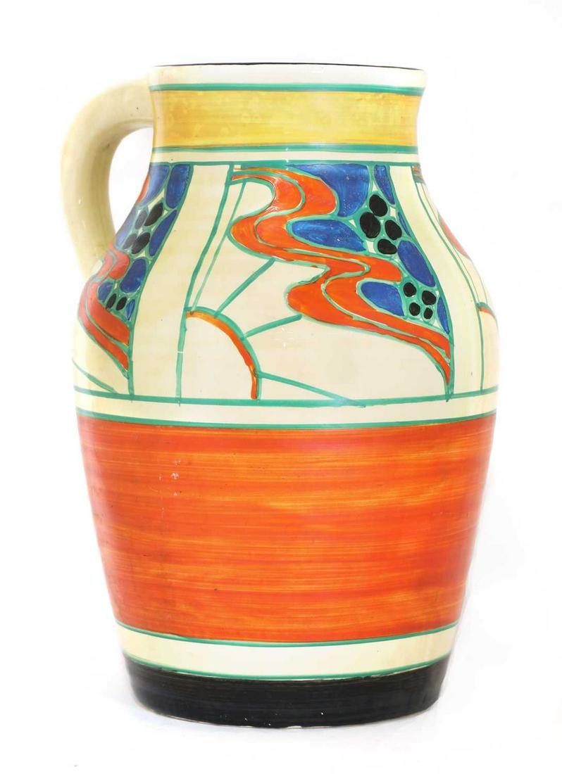 A Clarice Cliff 'Sunrise' Lotus jug, (1 of 3)